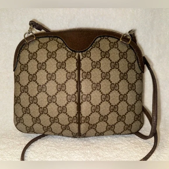 Gucci Vintage Shoulder Bag Sherry Line GG Leather PVC and Leather… - Picture 2 of 15